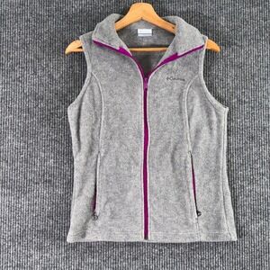 Columbia Womens Small Gray Fleece Vest Full Zip‎ Sleeveless Outdoor Hiking Layer